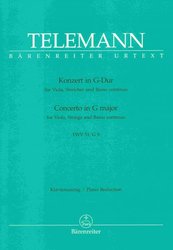 Editio Bärenreiter Telemann: Concerto in G major for Viola, Strings and Basso continuo - viola&piano