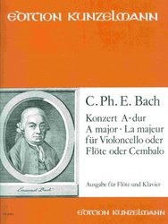 Edition Kunzelmann BACH, Carl Philipp Emanuel - KONZERT A-DUR pro příčnou flétnu a klavír