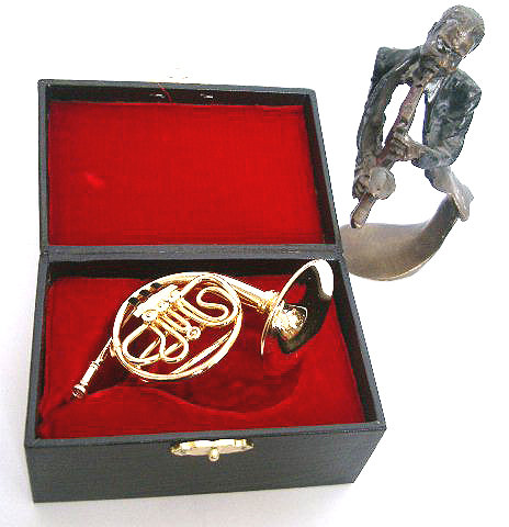 Clarina Music Miniatura lesní roh zlatý + kufřík