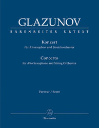 Bärenreiter Alexander Glazunov - Konzert in Es für Alt-Saxophon und Streichorchester op.109