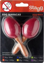 Stagg Maracas EGG-MA S/RD, vajíčka s ručkou, barva červená