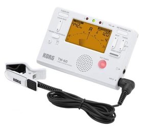 KORG TM-60C WH digitální ladička/metronom + kontaktní mikrofon CM-200, barva bílá