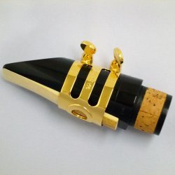 Wood Stone - ligatura na hubičku pro B klarinet - pozlacená broušená měď, mat